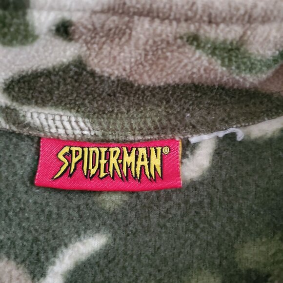 Marvel Spiderman Boys Quarter-Zip Pullover Fleece Sweatshirt Camo Print Size 5 - Picture 7 of 11